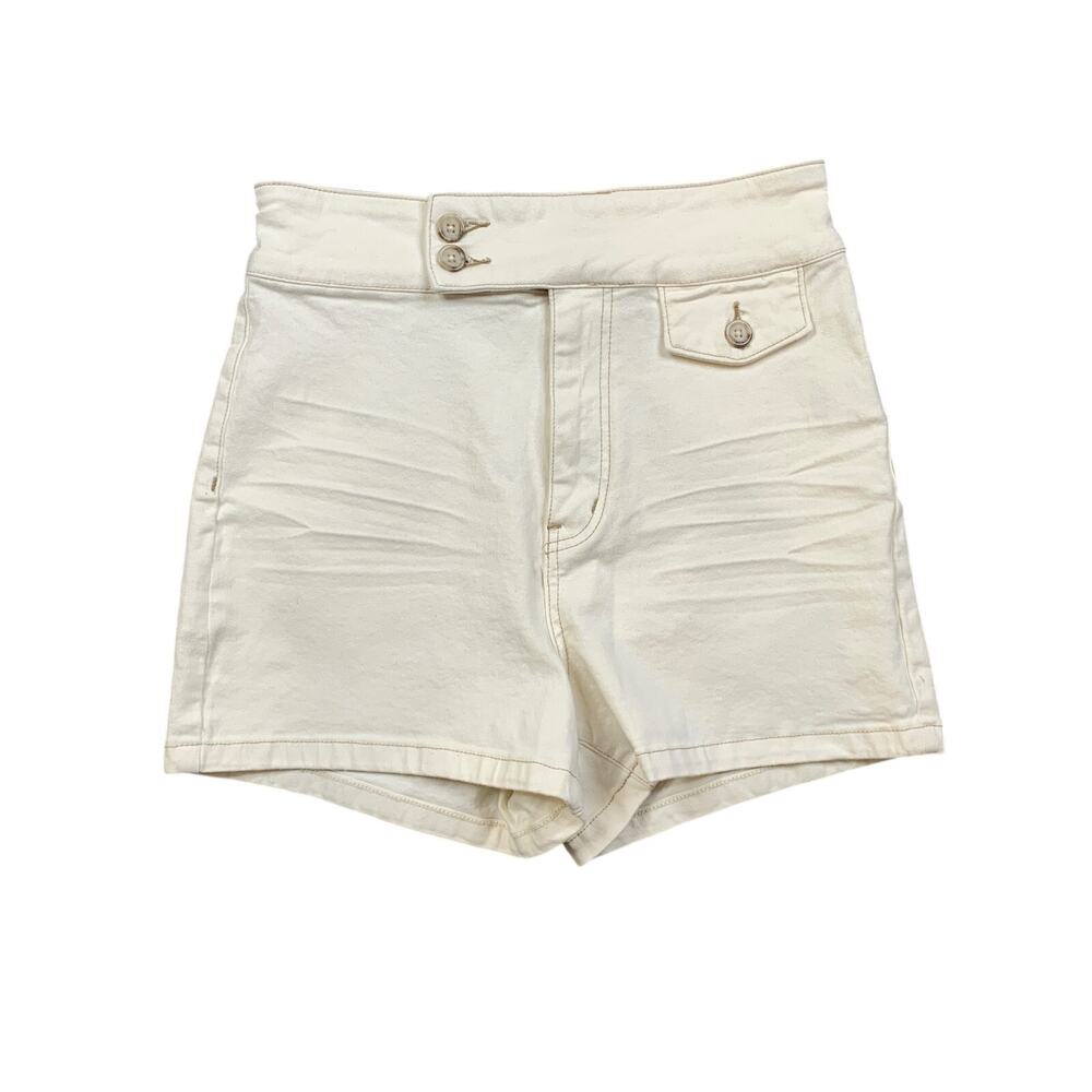 We The Free People Shorts Womens 31 Denim Sammi Retro High Rise Flap Pocket